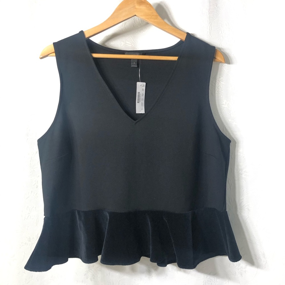 J. Crew Sleeveless Top XL Black Velvet Peplum NWT
